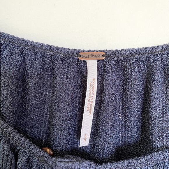 NWT Free People Women's Marla Oversized Henley Top in Poppy Seed Blue Small - Picture 8 of 12